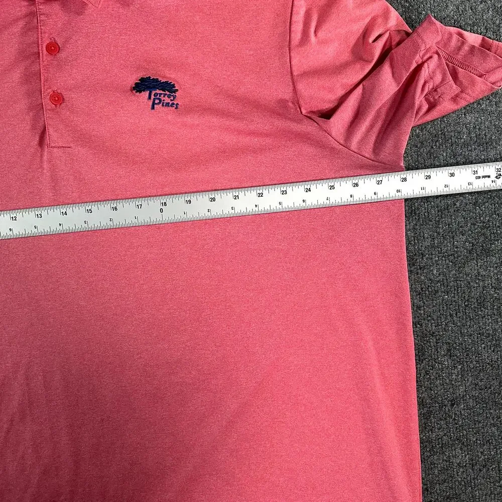 Adidas Mens 2XL Pink Heather Performance Golf Polo Torrey Pines Embroidered Logo